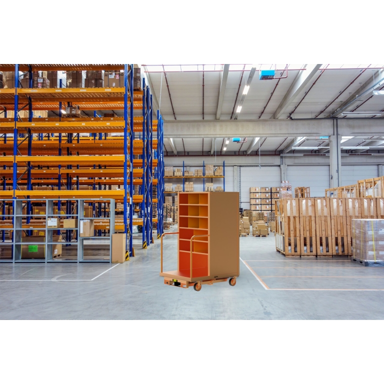 Order picker carts with custom shelves can help increase warehouse picking efficiency.