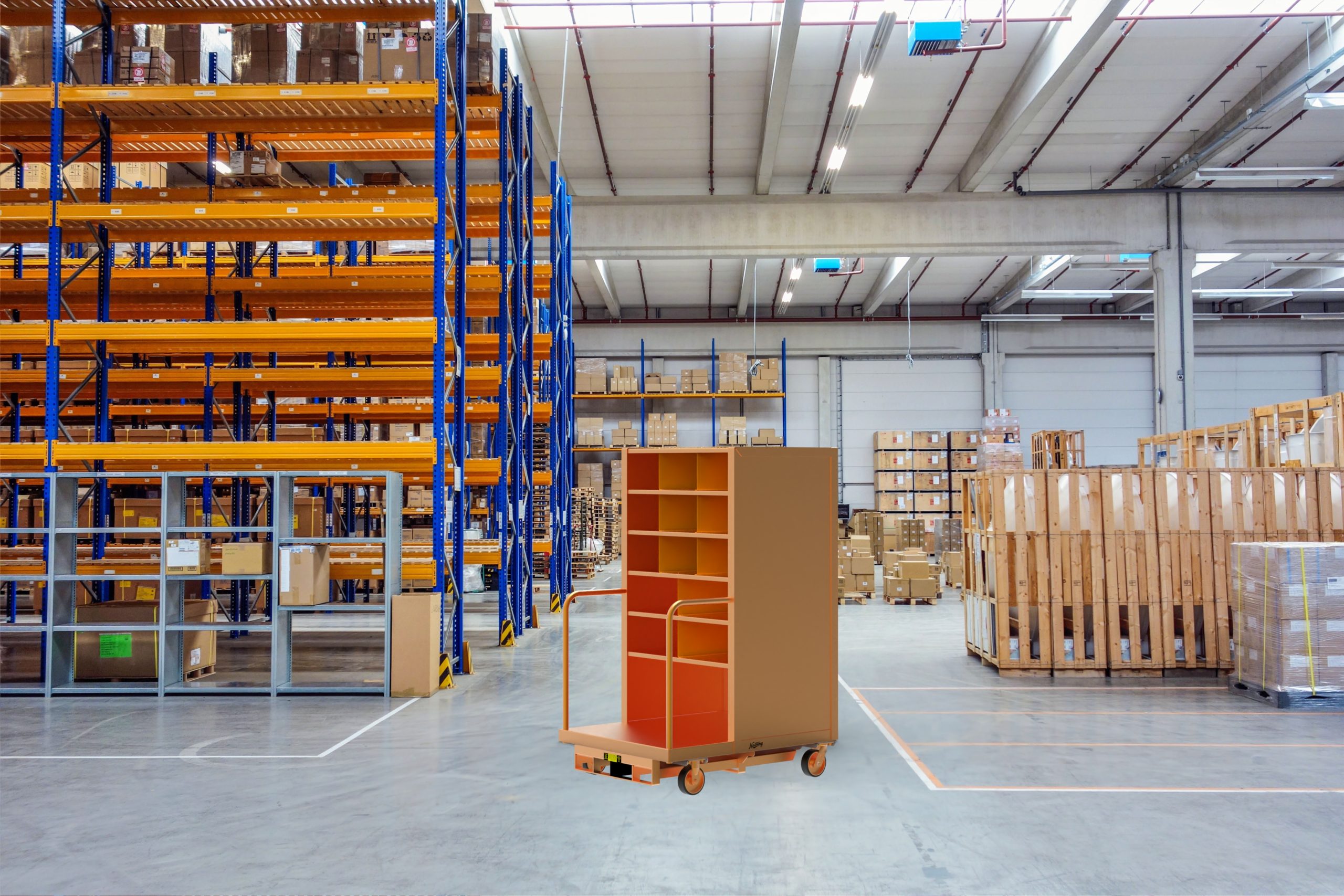 Order picker carts with custom shelves can help increase warehouse picking efficiency.