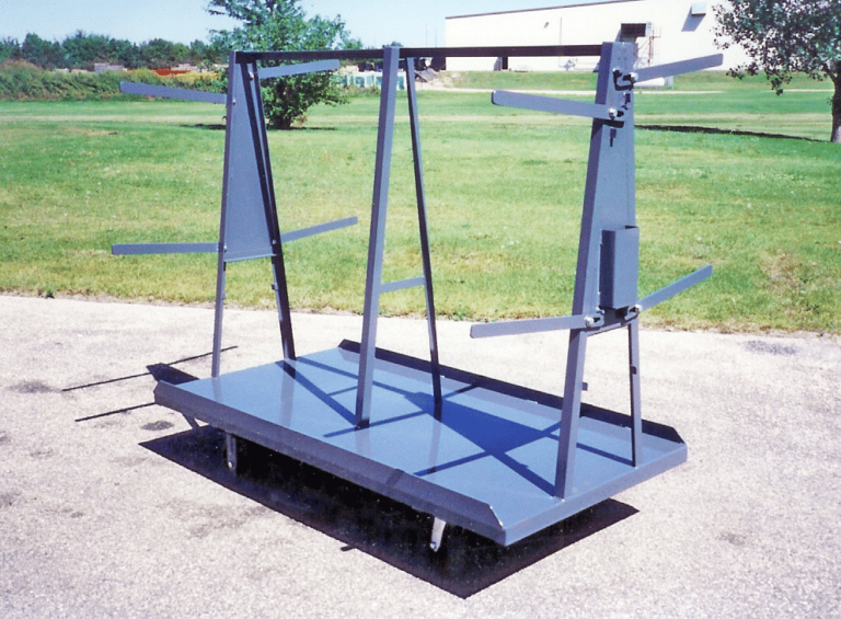 a frame cart with racks