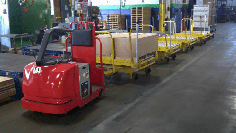 Nutting Tugger Cart System in a Warehouse