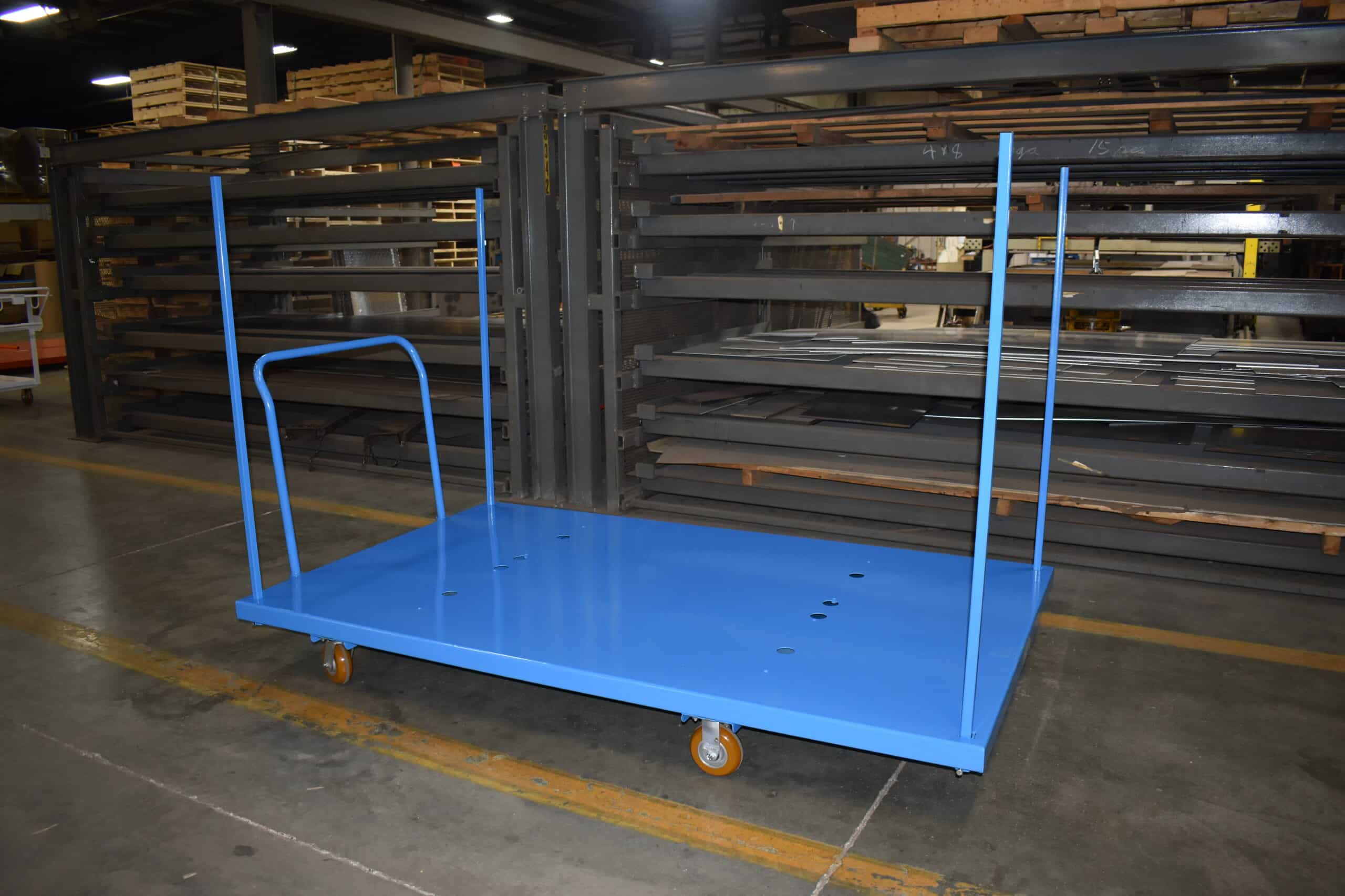 Industrial platform cart with 6 inch poly ergo casters and dual brakes