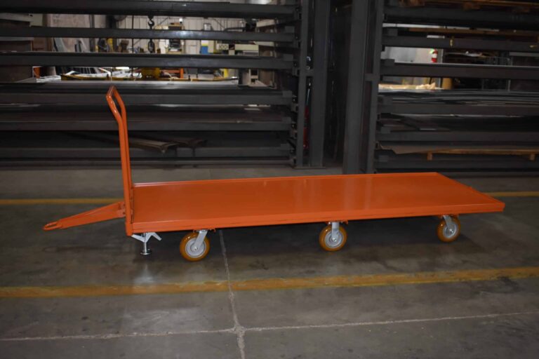 Aerospace pivot steer trailer with ergonomic poly wheels and floor lock
