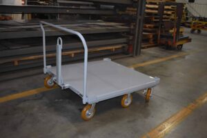 2500 lb capacity pallet cart with 8 inch ergonomic poly wheels