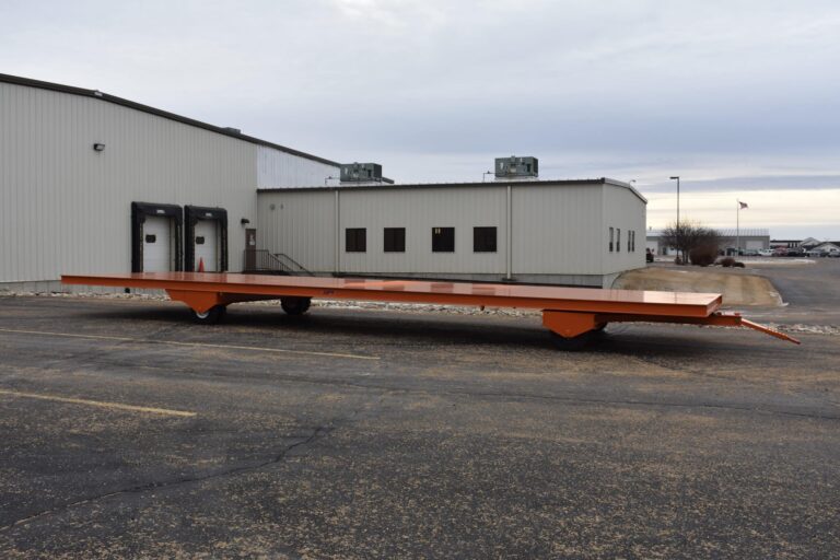 Large steel trailer transporting HVAC system for data center cooling