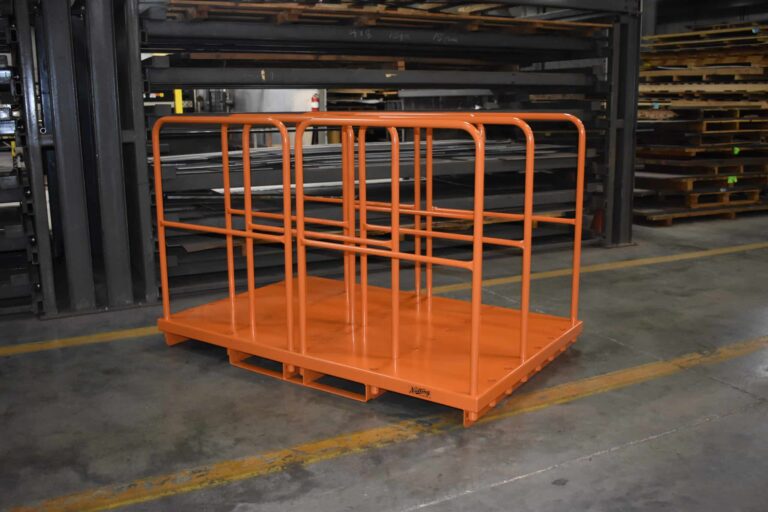 48x76 steel order picking platform skid with adjustable deck holes