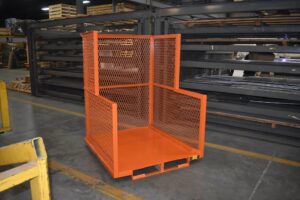 48x52 low profile steel order picker platform skid with tri form structure
