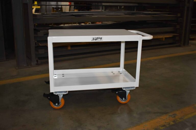 1000 lb capacity automotive parts shelf cart in warehouse setting